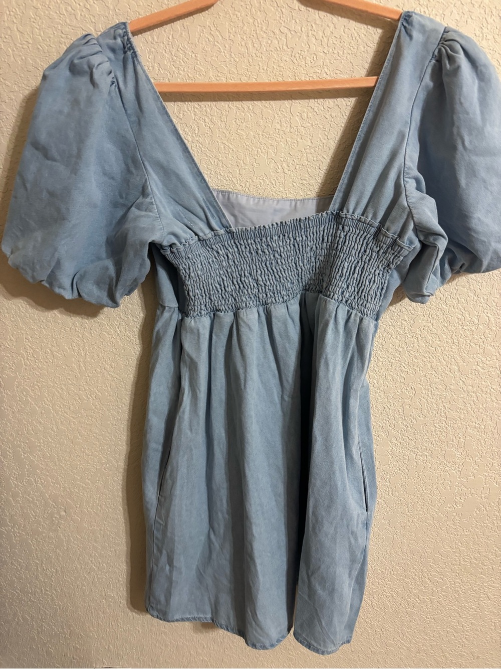 Show Me Your MuMu Denim Puff Sleeve Babydoll Dress - Picture 6 of 6